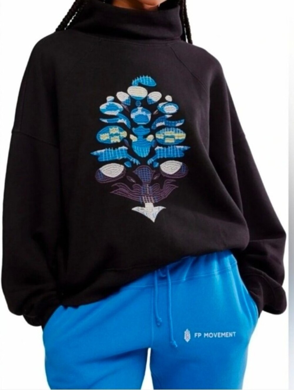 Free People ($210) FP Movement On Your Mark Logo Mock Neck Pullover NWT Size M